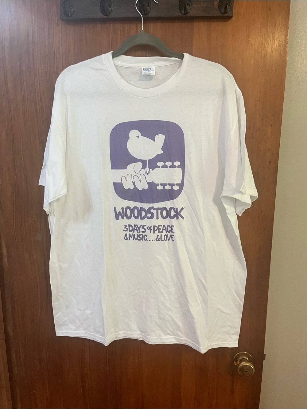 Woodstock White T-Shirt with Purple Graphic - Classic Festival Design New XL